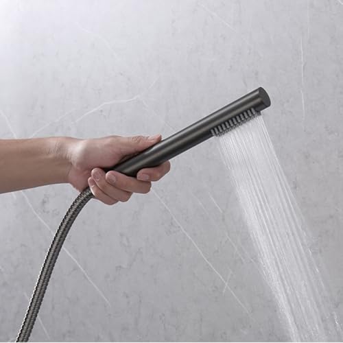 Robinet de baignoire chromé avec douchette extractible et double levier pour lavabo LWX
