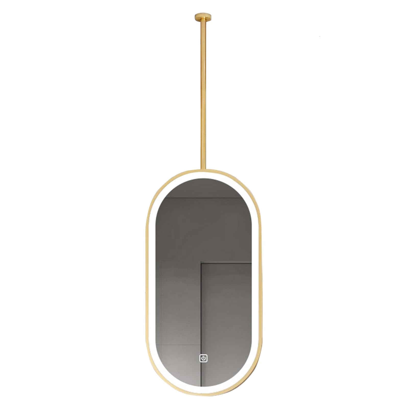 Miroir décoration HD monté au plafond ovale avec structure en métal