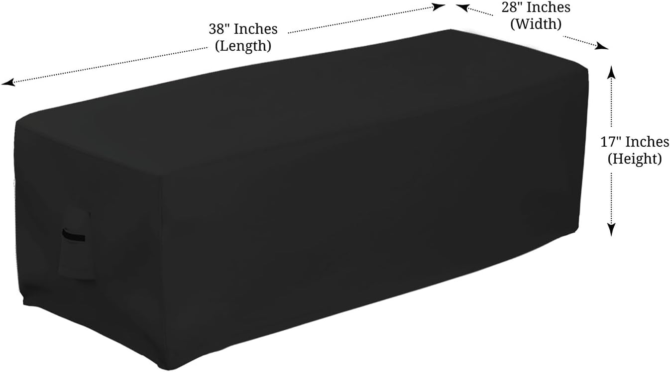 Covers & all Rectangular Fire Pit Cover, Rectangle shape, 12 Oz Waterproof UV & Weather Resistant, Patio Lawn Garden Backyard Outside, with Air Vents & Drawstrings (38"L x 28"W x 17"H Inches, Black)