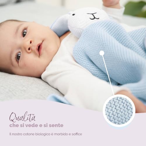 Doudou Coniglio con calzini (celeste) - Puro