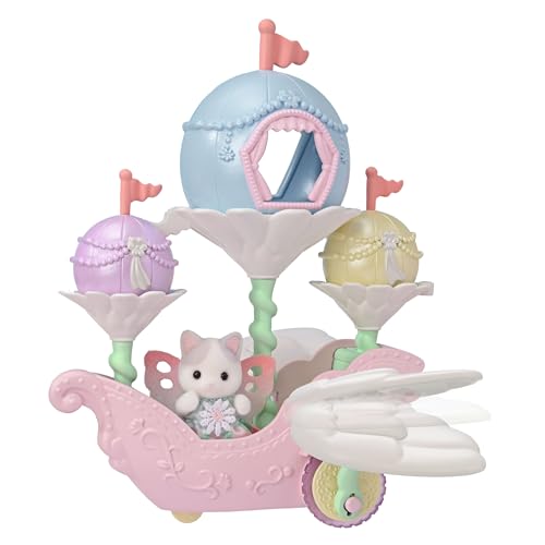Sylvanian Families 5827 Magisches Ballonschiff mit Figur, Spielset mit Tierfigur, Katzen Spielfigur, Spielzeug fĂĽr Kinder ab 3 Jahren