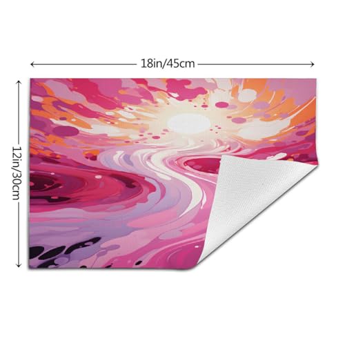 Sets de table pour cuisine et extérieur motif soleil rose abstrait - 4
