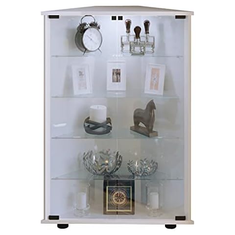PKline Vitrinenschrank Glas Vitrine Eckschrank Standvitrine Wohnzimmer Schrank weiß Cover