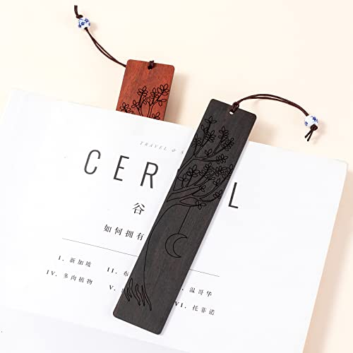 2 Pcs Bookmark,Cute Wooden Book Markers For Men Women, Unique Book Mark (Sun And Moon) #TOP5