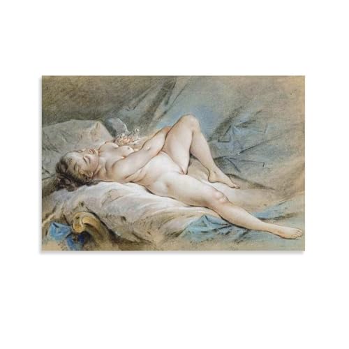 Toile d'art Jouant avec deux colombes François Boucher ambiance douce chambre