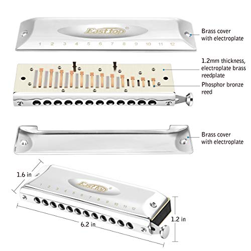 East top Harmonica chromatique professionnel 12 trous 48 tons en Do