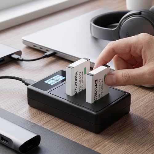 Batería EN EL12 doble con cargador para evitar cámaras sin energía 6