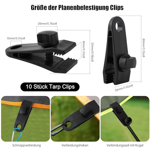 Planenclips Heedpeiur 10 Stück für Planen, Zelte und Markisen