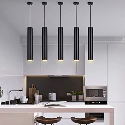 Candelier minimalista LED para barra de cocina moderna lámpara colgante negra de 40cm 5
