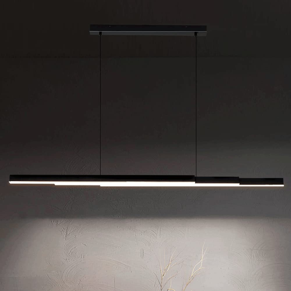 Chandelier moderne LED en métal noir d'une ligne pour éclairage de plafond