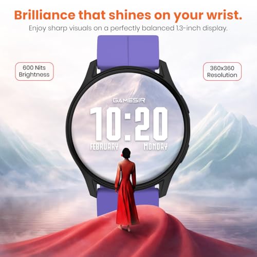 Image of GameSir Evo Vista Smartwatch, 1.39 inch HD Round Display, Bluetooth Calling, Heart Rate & SPO₂, 100+ Sports Modes, IP67, Long Battery Life for Men & Women (Magnatic Purple)