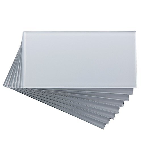Aspect Peel and Stick Backsplash Glass Backsplash Tile in Frost for Kitchen and Bathrooms (3x6 Inch Sample)