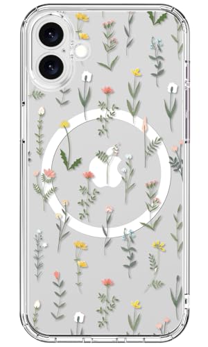 Coque iPhone 16 Plus ICEDIO transparente avec motif floral chic et son verre de protection