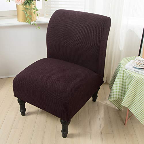 NIBESSER Armless Chair Slipcovers, Accent Chair Cover Stretch Textured Plaid Water-Repellent Chair Covers Furniture Protector Covers Removable Washable for Living Room Hotel (Coffee)