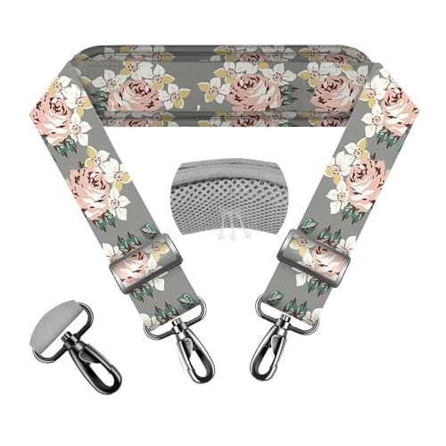 Image of ZINZ 74 inch Shoulder Strap with Fixed Pad and Dual Balanced Buckles,Gray Flowers