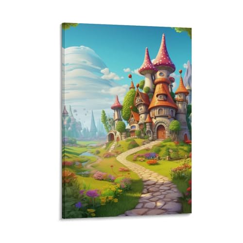 Peinture sur toile pays des merveilles decoration murale 50x75cm pour couloir