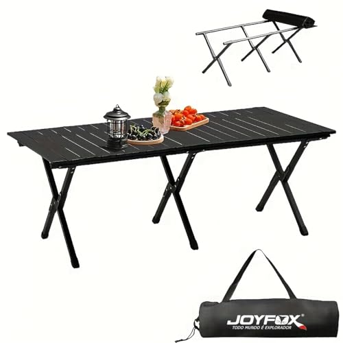 JOYFOX Mesa Dobrável de Camping 120cm – Aço Leve, Portátil com Bolsa, Impermeável, Montagem Rápida, Estável com Pés Antiderrapantes para Churrasco, Praia e Piquenique