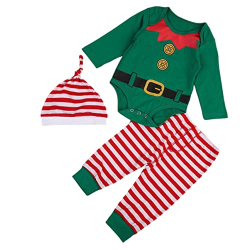 PRETYZOOM 2Pcs Baby Elf Christmas Christmas Baby Elf Pajamas Christmas Baby Santa Rompers Baby Elf Romper Bodysuit Outfit Baby Santa - Afbeelding 4