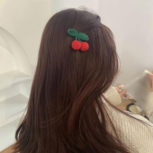 Uuyyeo ZY004456GR(4) 4 Pcs Sweet Cherry Hair Clips And Hair Ties Handmade Crochet Fruit Hairpins Hair Barrettes Cute Christmas Hair Accessories thumb #6