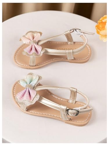 GORGLITTER Girl's Cute Bow Tie Princess Flat Sandals Open Toe Ankle Strap Dressy Slide Shoes2