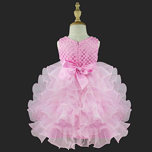 Tiaobug Baby Girls Flower Wedding Pageant Princess Bowknot Communion Party Dress Pink 18-24 Months #TOP3