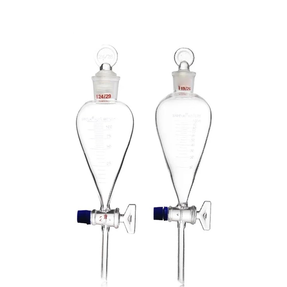 Cristalería de Laboratorio Embudo de decantación de 500 ml con tapón de vidrio esmerilado graduado, equipo de laboratorio