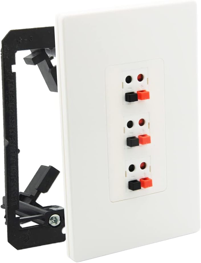 Premium 3 Speaker Wall Plate, Speaker Plug, Supports...