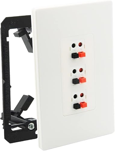 Placa de pared de 3 altavoces premium, enchufe de altavoz, soporta 3 configuraciones de altavoces, puerto de altavoz para cable de altavoz de pared,