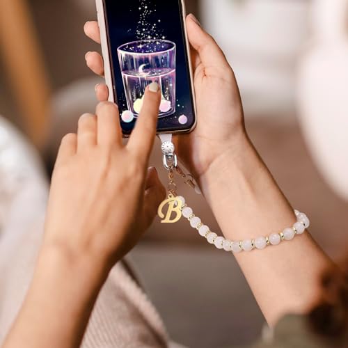 1 Set Beaded Phone Wrist Strap, Initial Phone Charms Detachable Letter B - Photo 2 sur 176