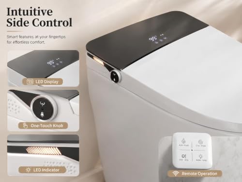 Inodoro inteligente Garvee con bidé integrado, descarga automática con tanque | Asiento calefactado, secador de aire, múltiples modos de limpieza, sensor de pie y control remoto miniatura 3