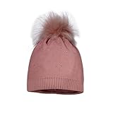 Made in Europe maximo Kids Girl-Mütze, Pompon Strass, Fleecestreifen Made in Europe