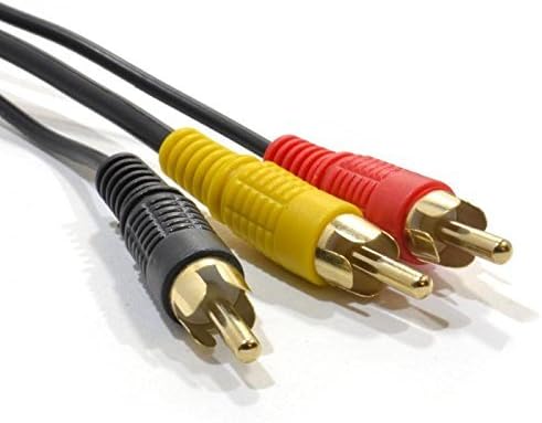 RCA Male Plug to Plug - 1m - Premium Quality - Audio Video AV 3xRCA Phono Composite TV Cable Lead