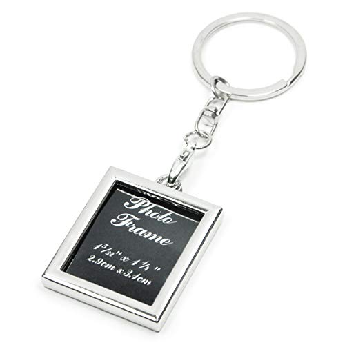 Elechobby Photo Keychain Keyring Picture Frames Commemorative Keychains (Silver Rectangle)