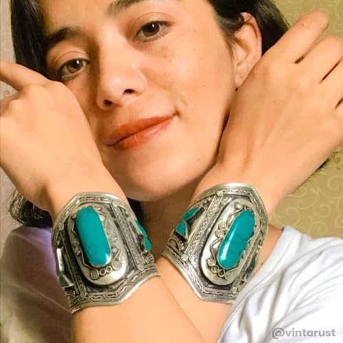 Turquoise Cuff Bracelet, Vintage Cuff Bracelet, Boho Cuff, Turquoise stone Statement Cuff, Massive Bracelet, Afghan Jewelry