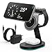 3 in 1 Caricatore Wireless Stazione, Certificato Qi2 15W Ricarica Rapida Magnetico Caricabatterie Wireless Phone Charger Holder per iPhone 16/15/14/13/12 Serie, Apple Watch, Air-pods ecc - Nero