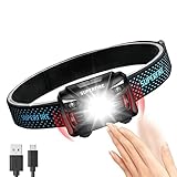  SuperFire HL06 Scheinwerfer Torch, Headlamp, Ultralight Super Bright 350 Lumen LED Rechargeable Headlight with Motion Sensor and Red Light, 5 Modes