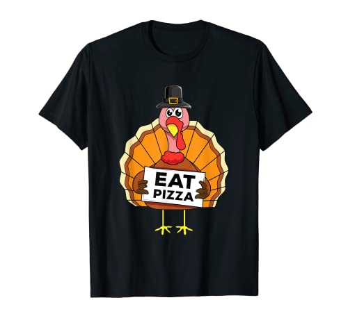 Cadeau drôle de Thanksgiving Day Pilgrim Dinde Eat Pizza Vegan T-Shirt