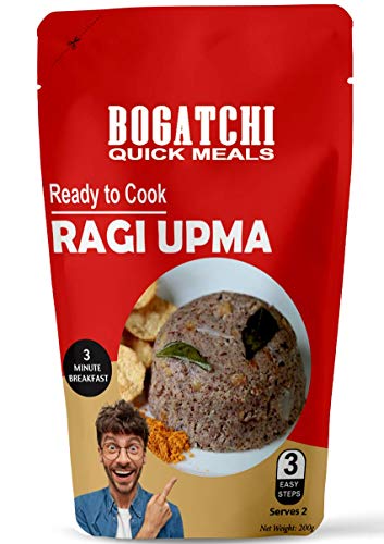 Image of BOGATCHI Quick Meals - Ready to Cook Authentic RAGI UPMA - 200 g , Ready to Eat Millet Upma Meal and Tasty Instant Meal, 100% Natural Ingredients, No Preservatives, No Artificial Flavours & Colours