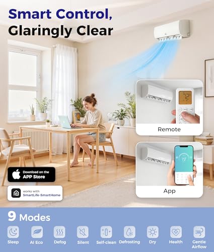 Image of Mini Split Air Conditioner - 18000 BTU Ductless Mini Split Ac /Heating System, 1250Sq.Ft, 208 /230V 21SEER2 Wifi Enabled Inverter, Split AC Unit with Precharged Heat Pump, R454B, Mother's Day