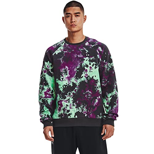 Under Armour - Mens Rival FLC Hyper Dye Crew Fleece Top, Lunar Green/Onyx White (307), M