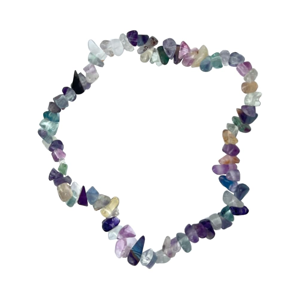 VIE Gemstone Chip Stretch Bracelet, Rainbow Fluorite