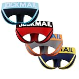 JOCKMAIL Men’s Underwear Briefs Bottomless Sexy Backless Underpanties Brief for Daily Wear Gym & Club 4Pack (US, Alpha, Medium, Regular, Regular, Multicolor-4pack)
