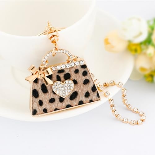 GLOGLOW Purse Keychain, 3D Sparkling Charm Rhinestones Leopard Wallet Key Ring for Women Girls Car Keys Bag - Image 7