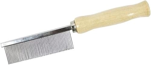 Pet Grooming Comb for Long Haired Cats and Dogs - Stainless Steel Pin Teeth Wooden Handle Fur Hair Brush - Removes and Prevents Matted Fur,Dematting Tools