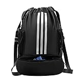 Turnbeutel Wasserdicht Rucksack mit Kordelzug Schuhfach Sportrucksack Fitness Yoga Schwimmen Strandtasche Trocken Nass Getrennt Fußballrucksack Multifunktionaler Tagesrucksack für Arbeit Uni Reise