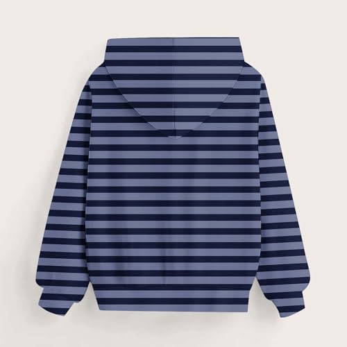 Girls Cute Striped Hoodies Kids Long Sleeve Oversized Fashion Pullover Tops Fall Winter Clothes 3-14 Years3