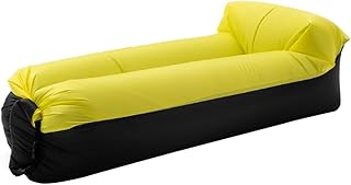 AirSofaSofáInflableInteriorOficinaDescansoTumbona Inflable, Comodidad ErgonómicaHamaca De Aire Con Reposacabezas, Vacaciones De Viaje, Cojinete 250 Kg/551,2 Libras(Color:Amarillo,Tamaño:185 * 70 *
