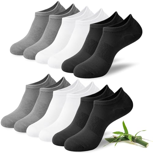 Image of Niofind Bamboo Trainer Socks for Womens and Mens, No Show Ankle Socks Low Cut Invisible Non Slip Liner Socks Multipack Casual Footies for Sneaker Loafers and Boat Shoes (2 black + 2 grey + 2 white)