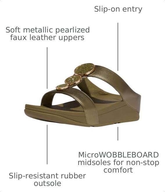 Image of FitFlop Halo Bead-Circle Metallic H-Bar Slides