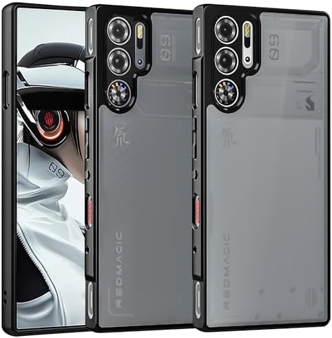 for ZTE Nubia Red Magic 9 Pro+ / 9S Pro Case, Soft TPU Bumper + Translucent Matte PC Back Military Grade Airbags Shockproof Drop Protection, Translucent Black